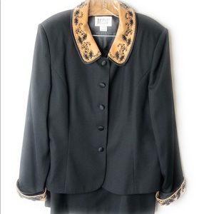 Morgan Miller Beaded Black Gold Skirt Suit
